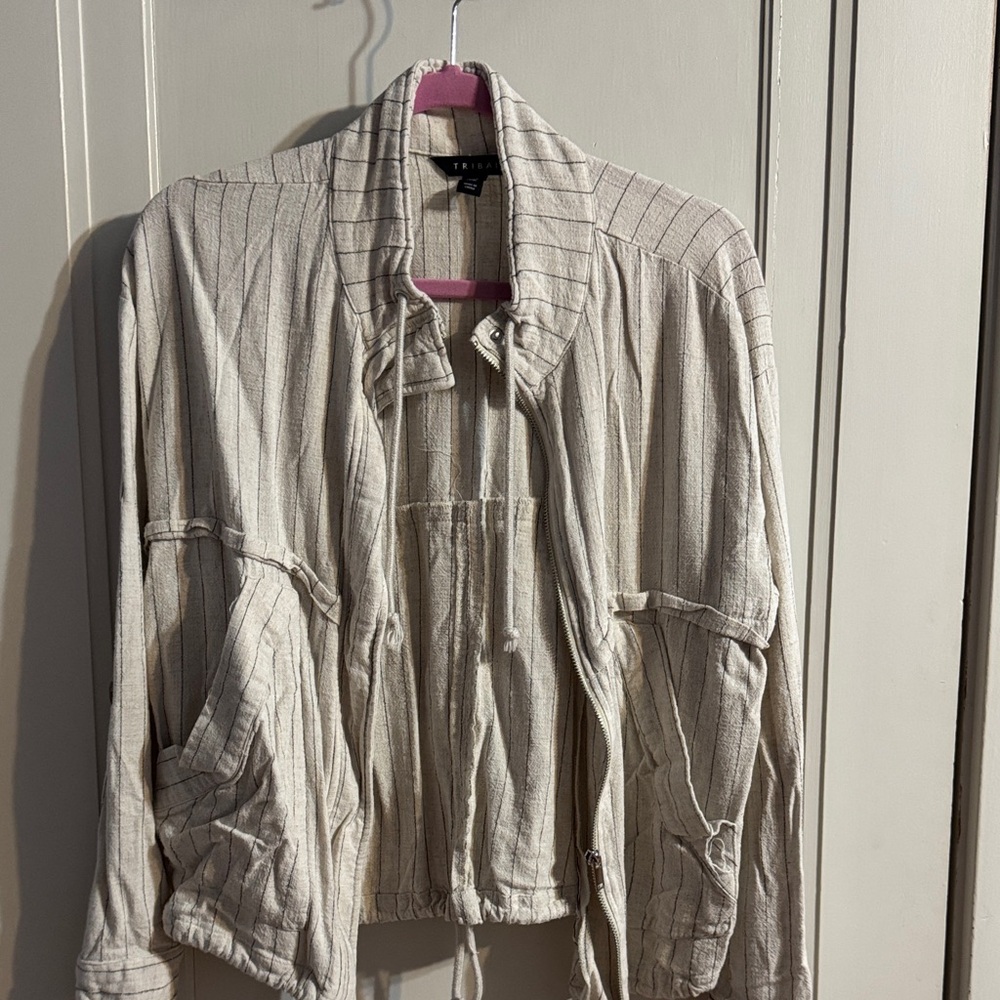 Tribal Beige Striped Blouse